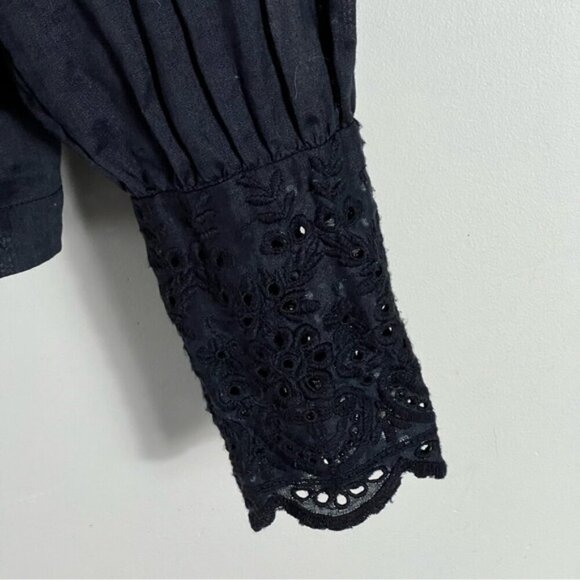 RÓHE Vonna Blouse In Black Size 36 US 4 eyelet embroidery and scalloped edges - Picture 9 of 16